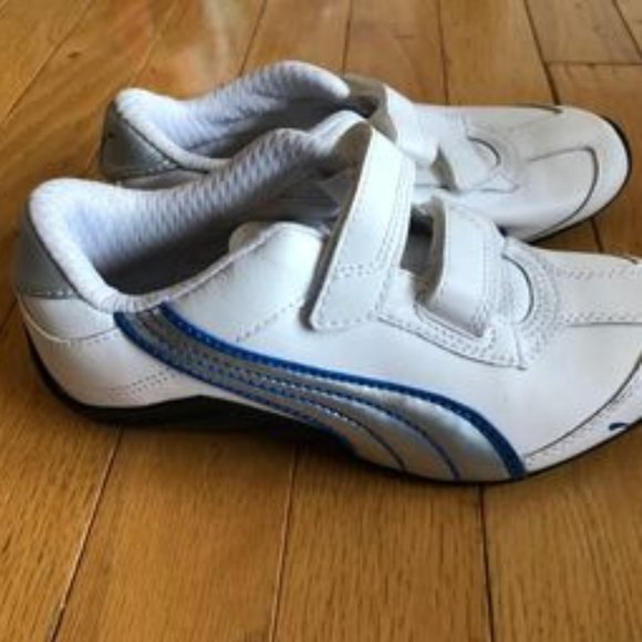 Like New Kid's Puma Leather Velcro Sneakers - Picture 2 of 6